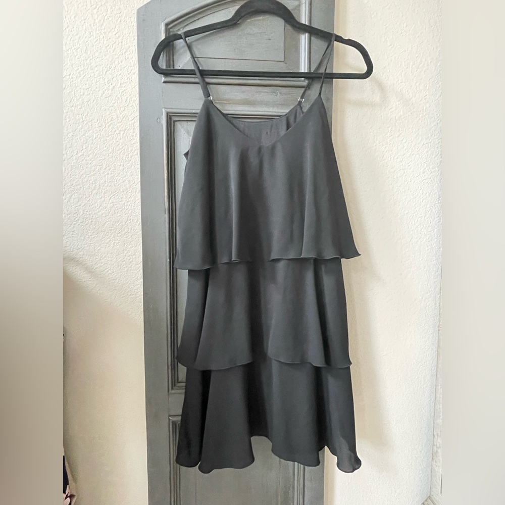 Dress, 3 tier Ruffle, Black, XS